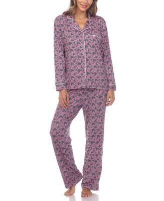 Women's 2 Piece Long Sleeve Heart Print Pajama Set - Macy's