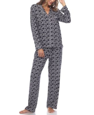 Women's 2 Piece Long Sleeve Heart Print Pajama Set