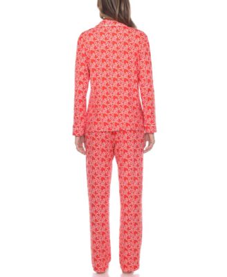Women's 2 Piece Long Sleeve Heart Print Pajama Set