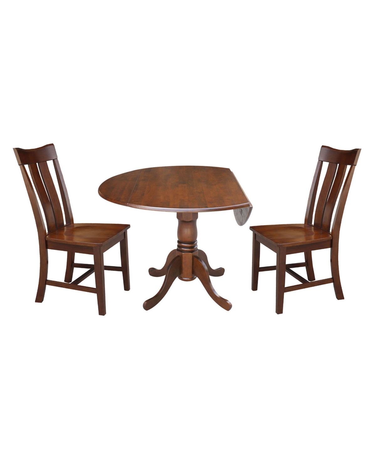 Dual Drop Leaf Table with 2 Splat Back Dining Chairs - 3 Piece Dining Set