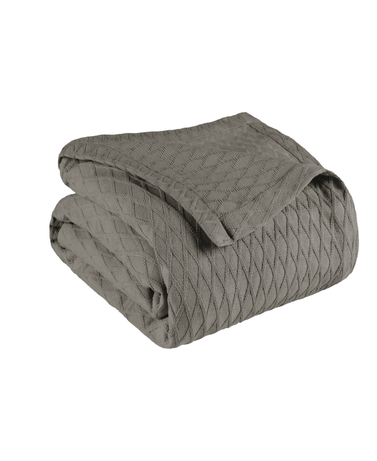 Superior Diamond Pattern All Season Woven Cotton Blanket, Full/queen In Grey