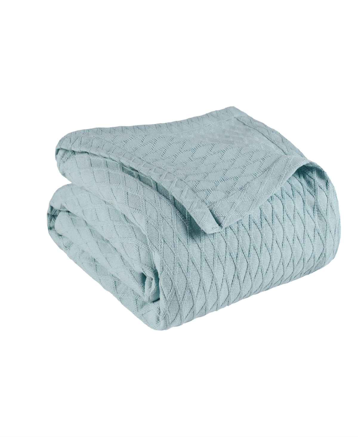 Superior Diamond Pattern All Season Woven Cotton Blanket, Full/queen In Aqua