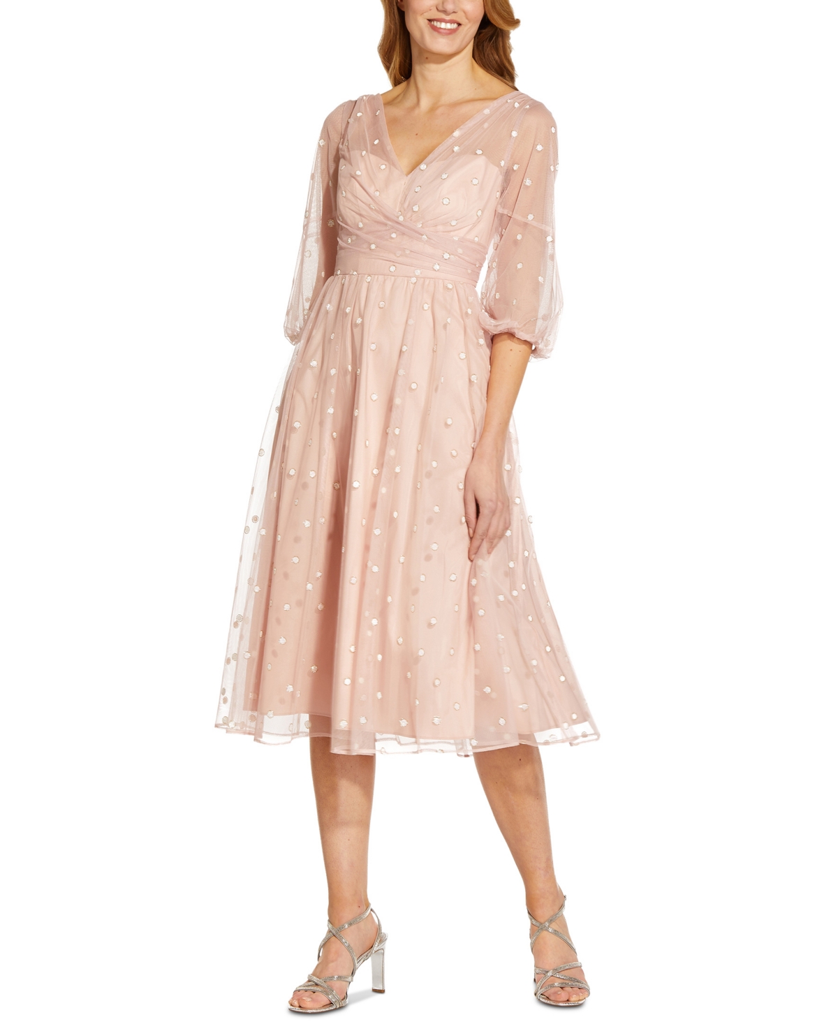 Vintage Style Dresses | Vintage Inspired Dresses Adrianna Papell Fit  Flare Midi Dress $160.30 AT vintagedancer.com