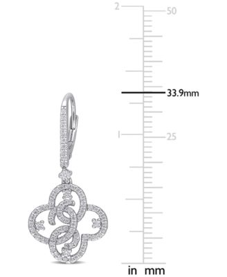 Lab-Created Moissanite Quatrefoil Leverback Drop Earrings (1 ct. t.w.) in Sterling Silver