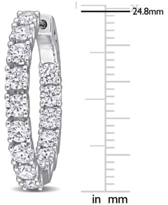 Lab-Grown Moissanite In & Out Small Hoop Earrings (3 ct. t.w.) in Sterling Silver, 1"