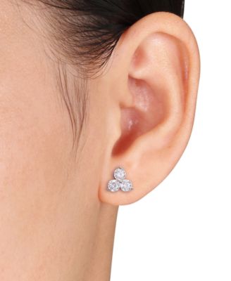 Lab-Created Moissanite Trillium Cluster Stud Earrings (2-1/6 ct. t.w.) in Sterling Silver