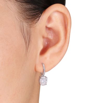 Lab-Grown Moissanite Oval Leverback Drop Earrings (5-1/5 ct. t.w.) in Sterling Silver