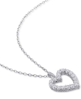 Lab-Grown Moissanite Heart 18" Pendant Necklace (5/8 ct. t.w.) in Sterling Silver