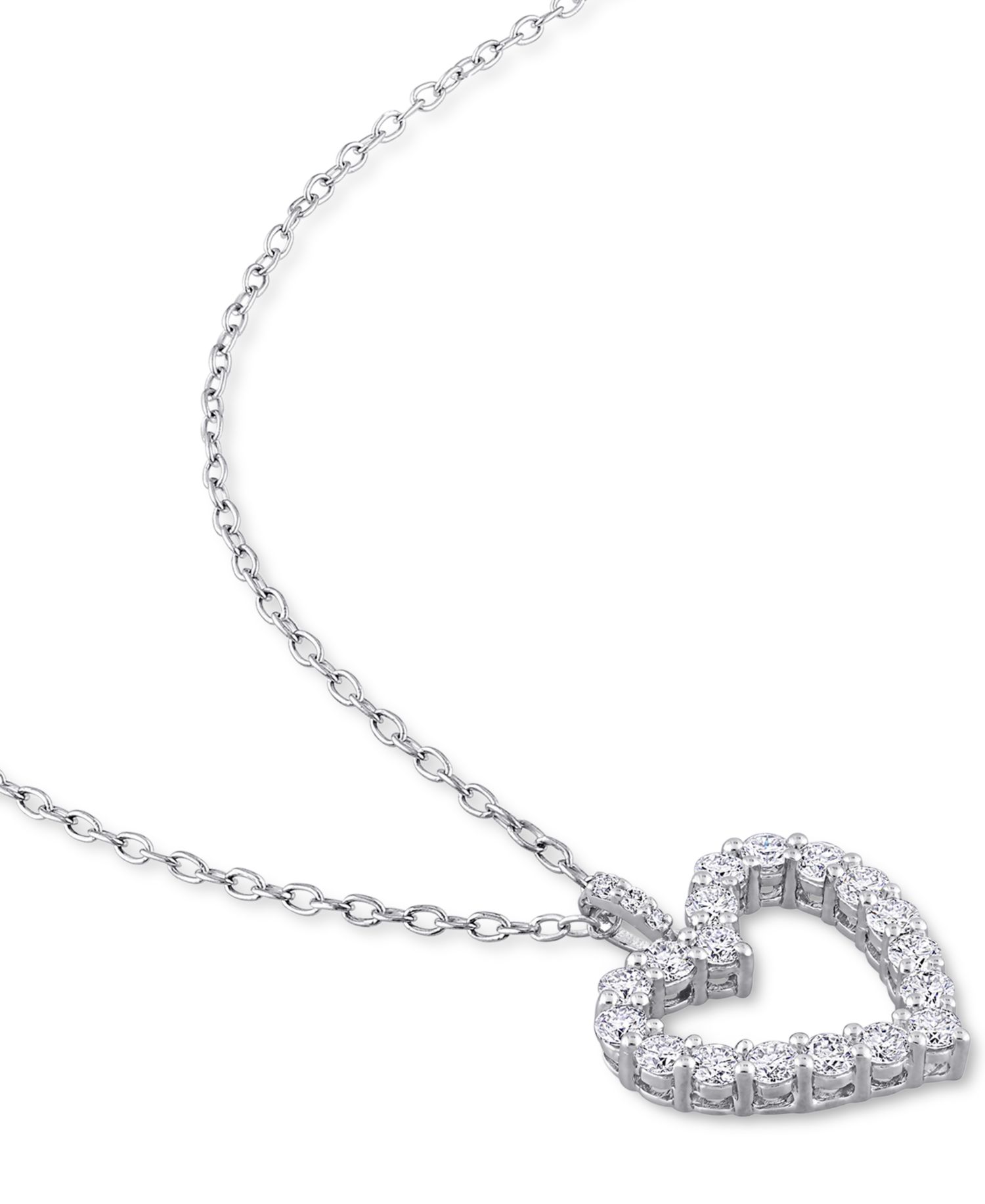 Lab-Grown Moissanite Heart 18" Pendant Necklace (5/8 ct. t.w.) in Sterling Silver