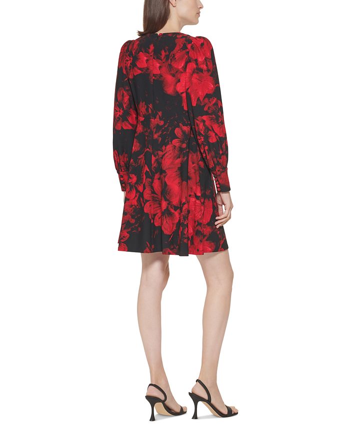Calvin Klein Floral-Print A-Line Dress - Macy's