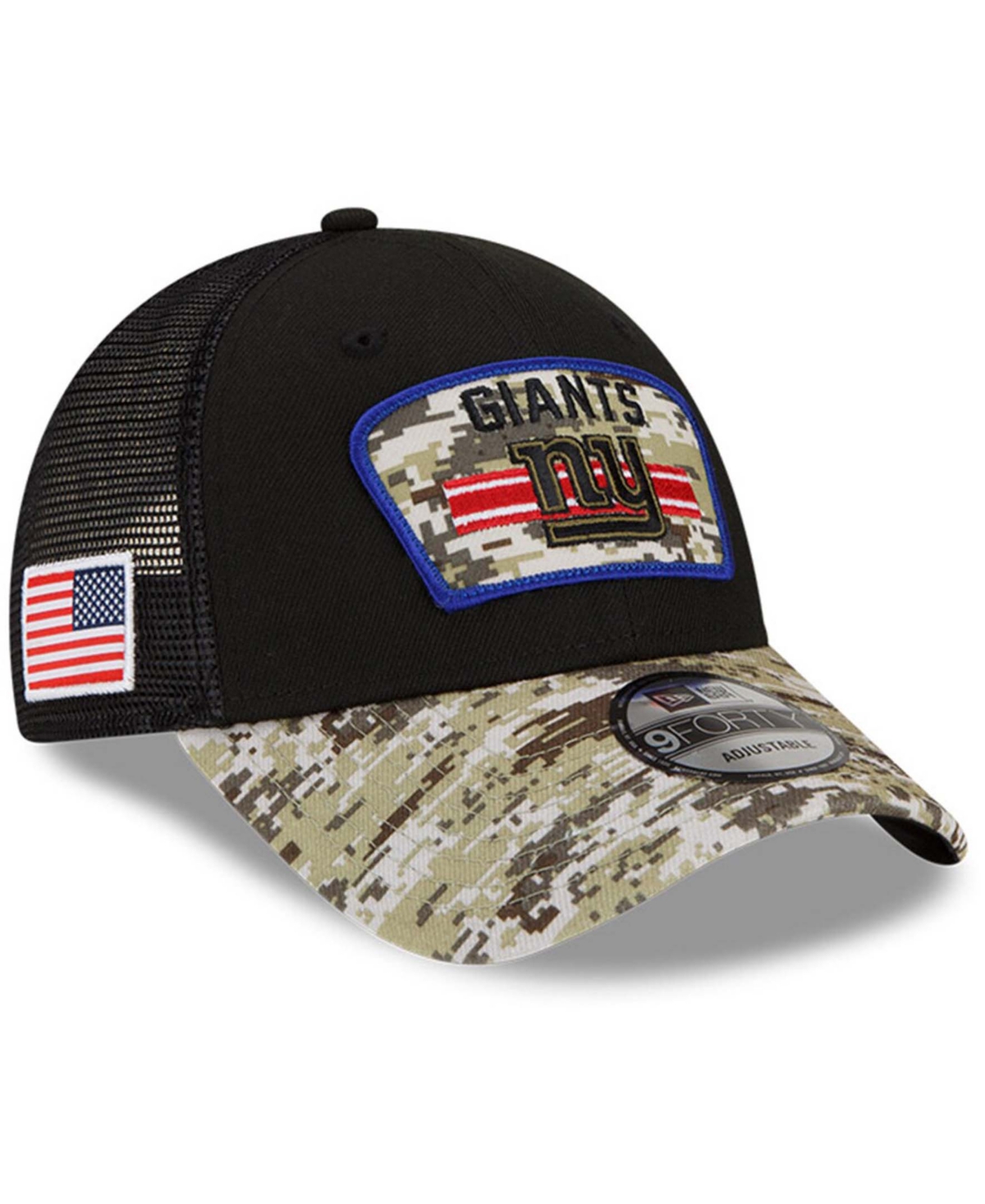 New Era Men's Black-camouflage New York Giants 2021 Salute To Service Trucker 9fifty Snapback Adjustable Hat