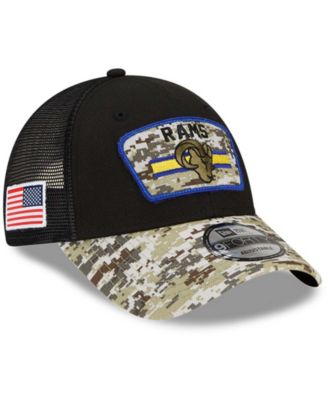 Los Angeles Rams New Era 2021 Salute To Service Trucker 9FORTY Snapback  Adjustable Hat - Black/Camo