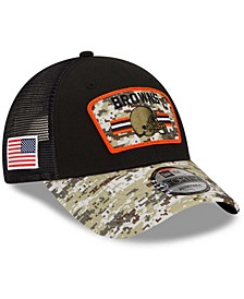 Men's Black-Camouflage Cleveland Browns 2021 Salute To Service Trucker 9FORTY Snapback Adjustable Hat