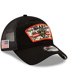 Men's Black Chicago Bears 2021 Salute To Service Trucker 9TWENTY Adjustable Hat