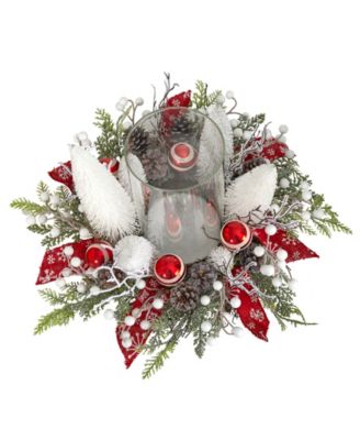 Holiday Lighted forest Candle Holder Table Christmas Artificial Arrangement, 15"