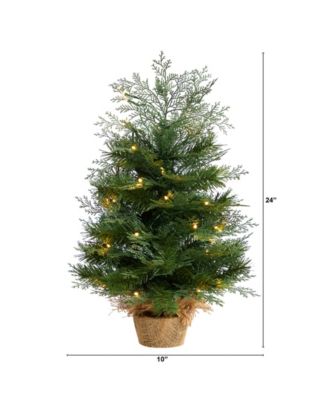 Artificial Christmas Tree in Burlap Base with 35 Warm LED Lights, 2'