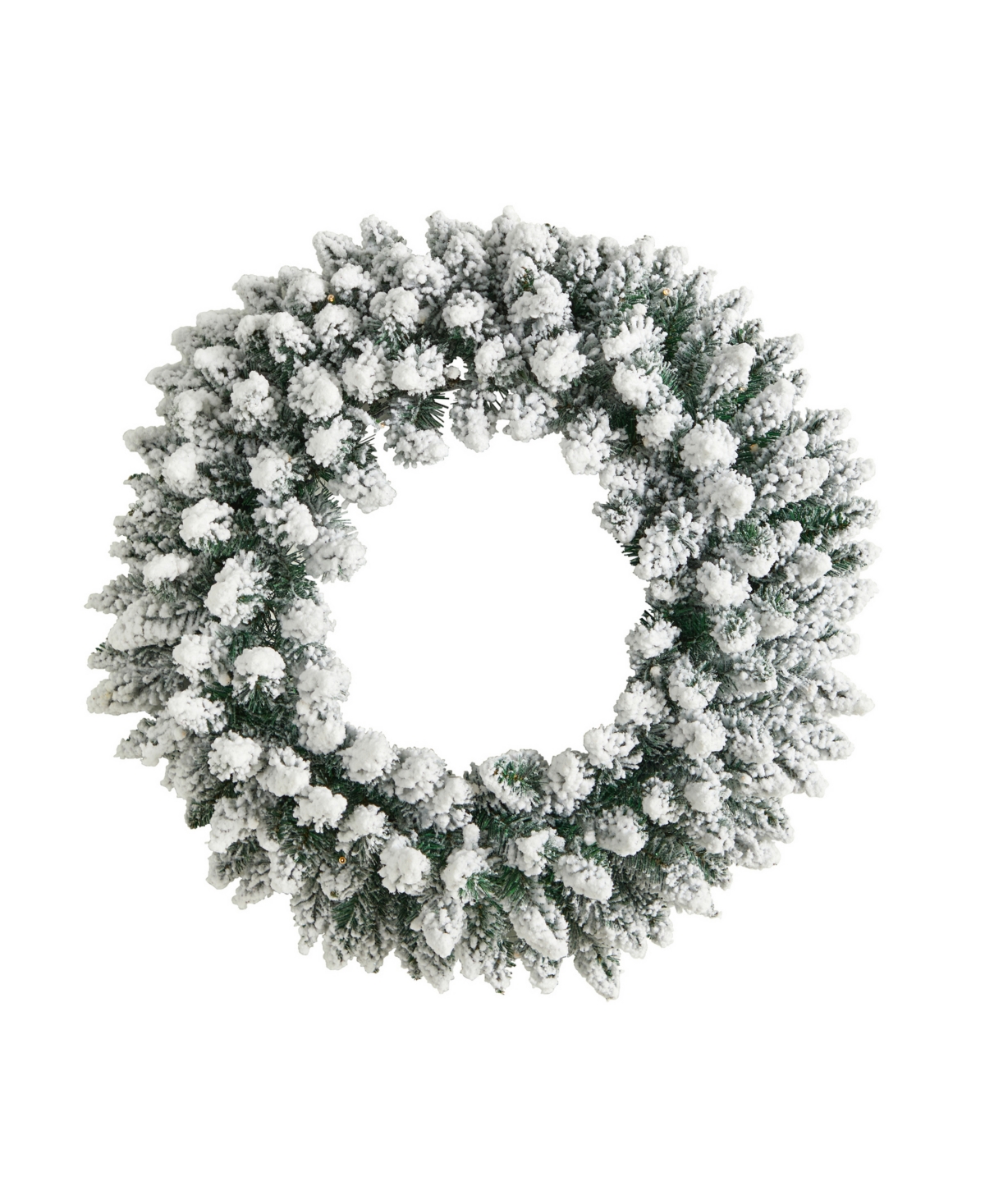 Flocked Artificial Christmas Wreath with 160 Bendable Branches and 35 Warm Led Lights,