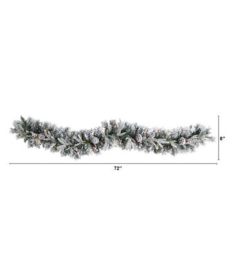 Flocked Artificial Christmas Garland with Pine Cones and 35 Warm LED Lights, 6'