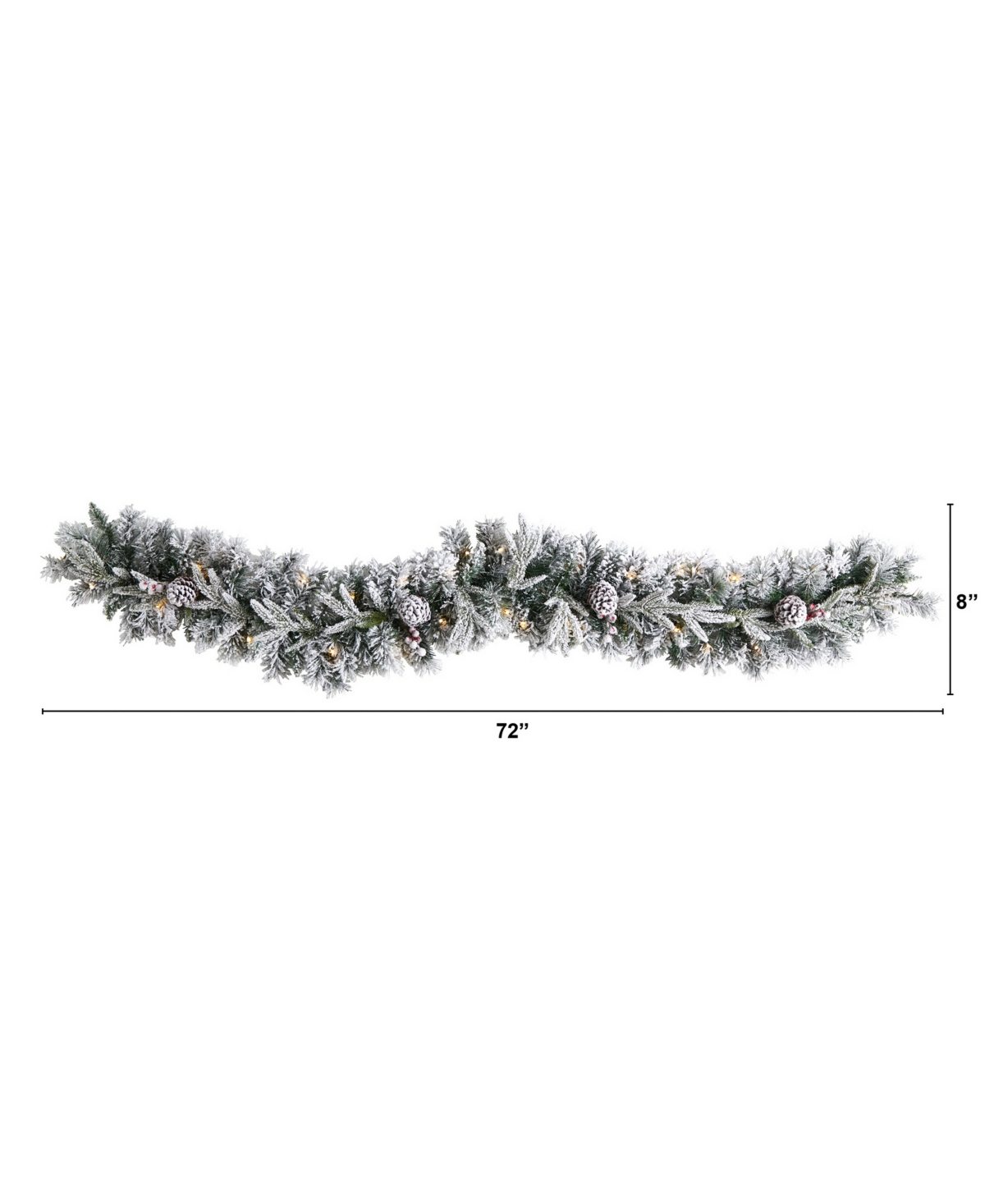 Flocked Artificial Christmas Garland with Pine Cones and 35 Warm Led Lights, 6'