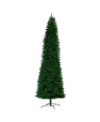 Slim Mountain Pine Artificial Christmas Tree with 950 Clear LED Lights and 2836 Bendable Branches, 11'