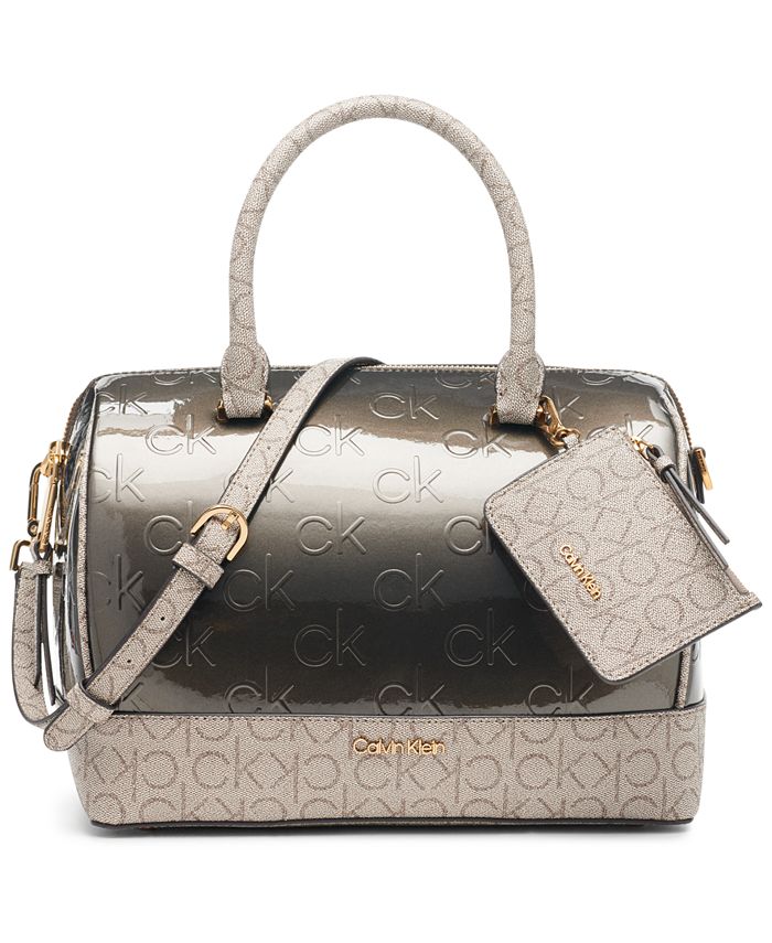 Calvin Klein Ashley Embossed Signature Top Zipper Satchel & Reviews -  Handbags & Accessories - Macy's