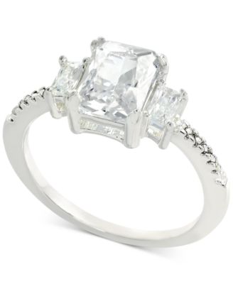 Photo 1 of SIZE 5 Charter Club Silver-Tone Crystal Triple-Stone Ring, 