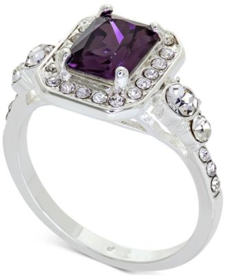 Photo 1 of SIZE 5 Charter Club Silver-Tone Pavé & Purple Square Crystal Halo Ring, Created for Macy's