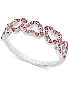 Silver-Tone Pink Pavé Open Heart Band Ring, Created for Macy's