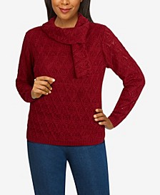 Women's Missy Classics Solid Scarf Sweater