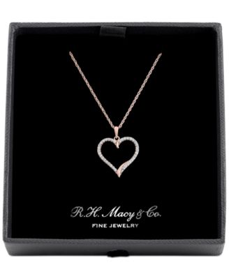 Diamond Heart 18" Pendant Necklace (1/8 ct. t.w.) in 10k White, Yellow, or Rose Gold 
