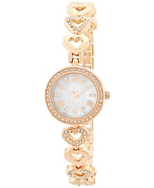 Women's Rose Gold-Tone Pavé Heart Bracelet Watch 27mm, Created for Macy's