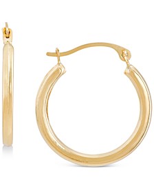 Polished Round Hoop Earrings in 14k Gold