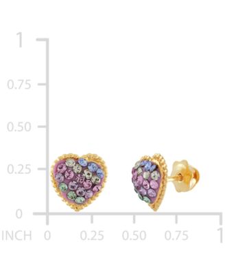 Children's Crystal Heart Stud Earrings in 14k Gold