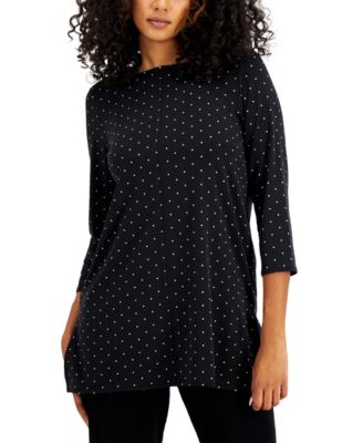 Alfani - Petite 3/4-Sleeve Printed Top