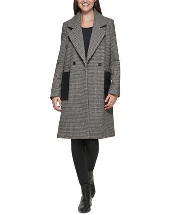 Calvin Klein Women's Plaid Walker Coat, Created for Macy's & Reviews ...