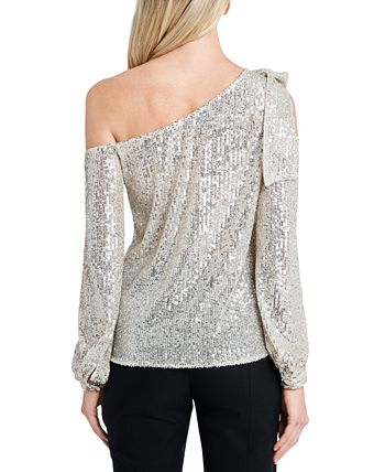 sequin one shoulder top