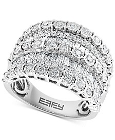EFFY® Diamond Baguette & Round Multirow Statement Ring (1-3/8 ct. t.w.) in 14k White Gold