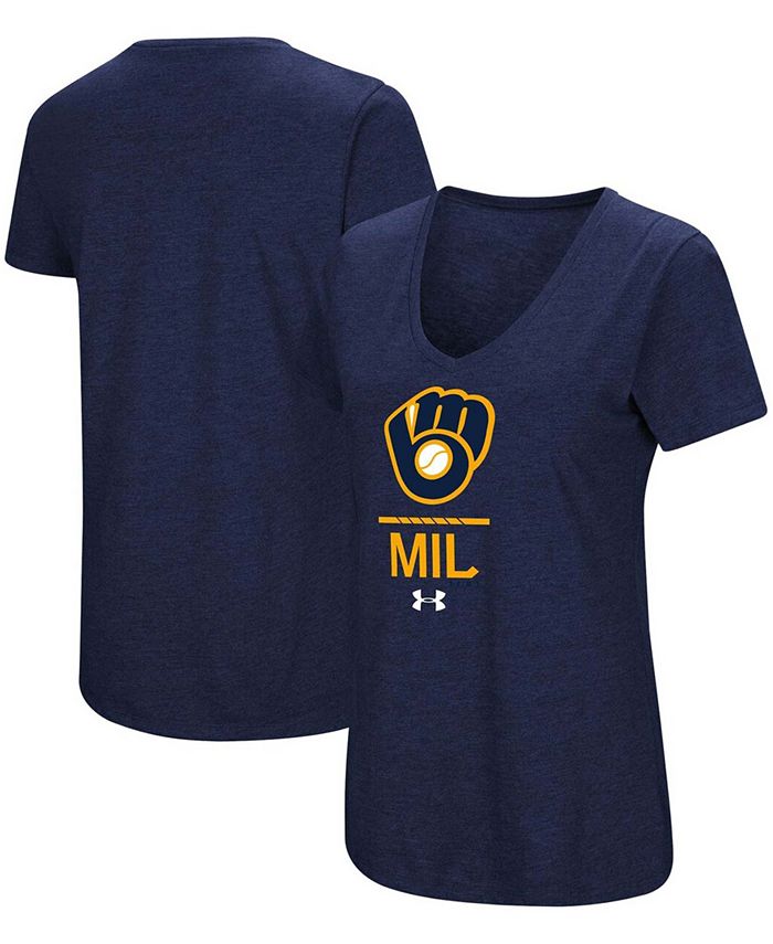 Milwaukee Brewers Under Armour Women's Triblend Lockup V-Neck T-Shirt