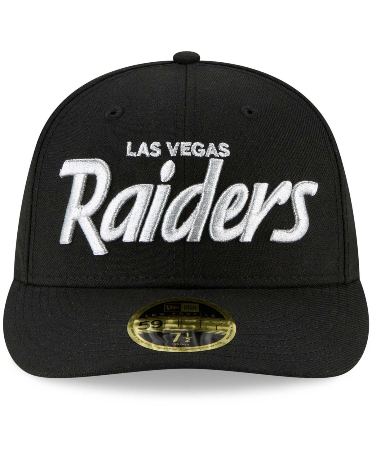 Men'sLas Vegas Raiders Omaha Script Low Profile 59Fifty Fitted Hat - Black