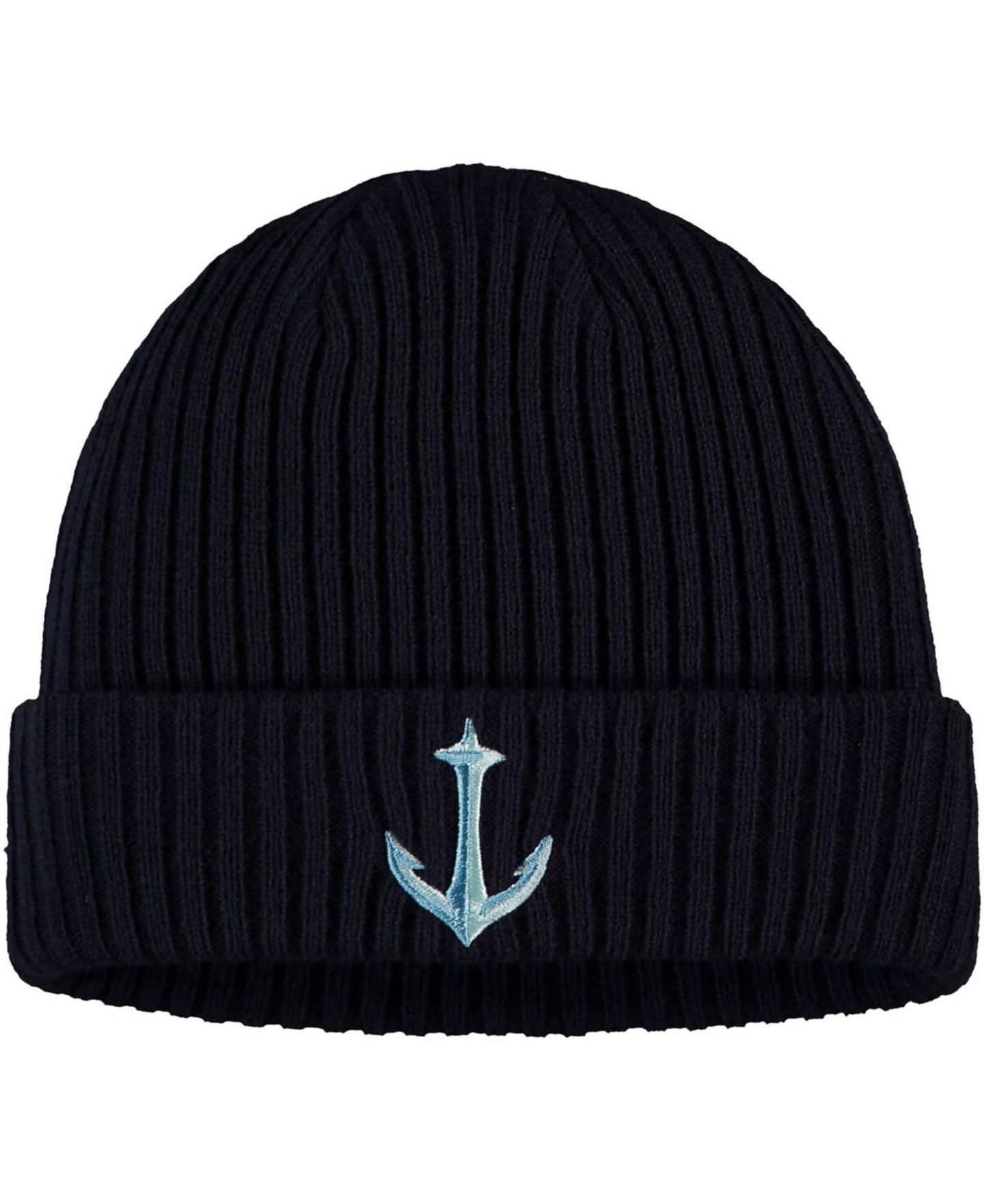 Мужская шапка Fanatics Deep Sea Navy Blue Seattle Kraken Secondary Logo Cuffed Knit Hat — фото 1