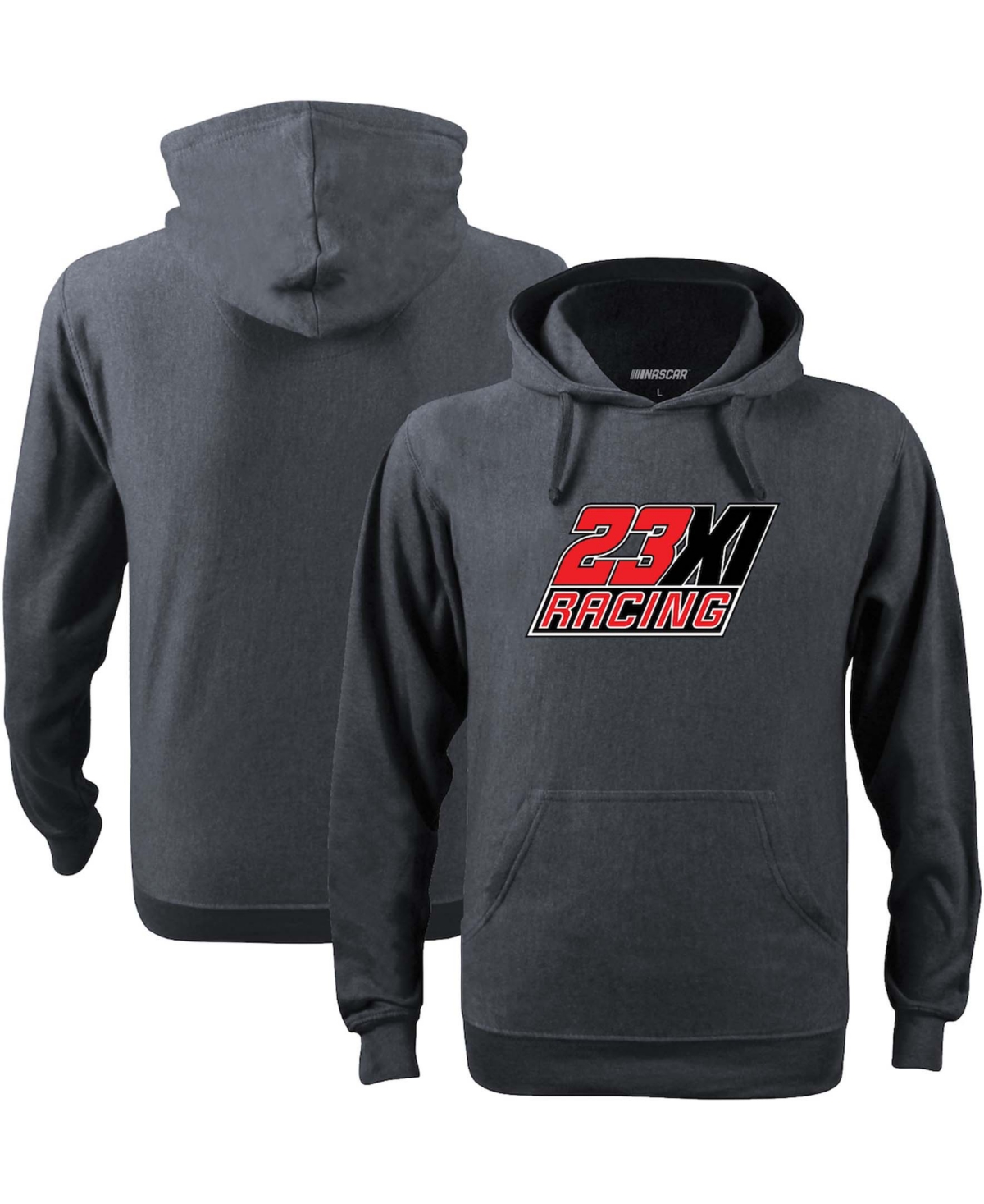 Checkered Flag Sports Men's Heather Charcoal 23XI Racing Graphic 1-Spot Pullover Hoodie
