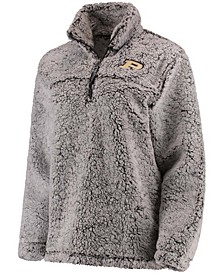 Women's Gray Purdue Boilermakers Sherpa Super Soft Quarter-Zip Pullover Jacket