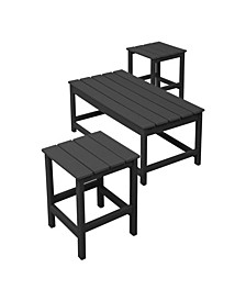 Outdoor Patio Adirondack Coffee and Side Table Set, 3 Piece