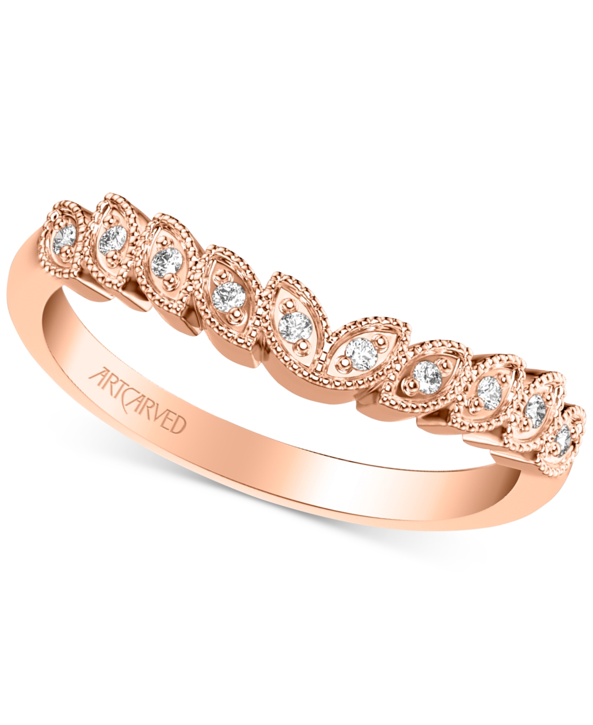 Artcarved Art Carved Diamond Rose-Cut Wedding Band (1/20 ct. t.w.) in 14k White, Yellow or Rose Gold