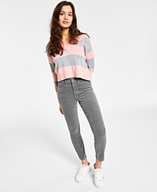 Striped V-Neck Varsity Sweater