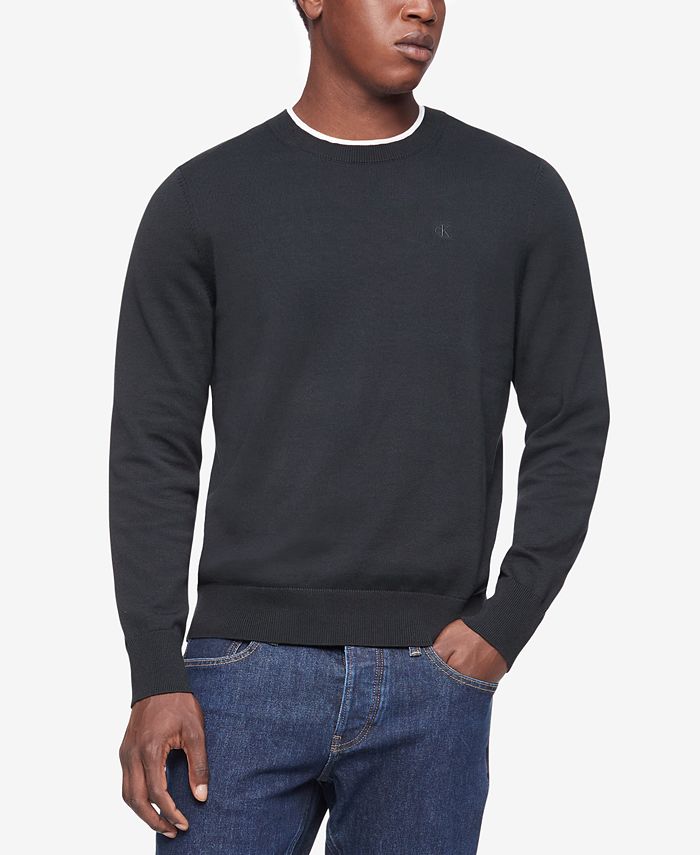 Calvin Klein Men's Logo Crewneck Sweater & Reviews - Sweaters - Men ...