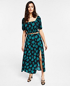 Floral-Print Slit Midi Skirt, Created for Macy's