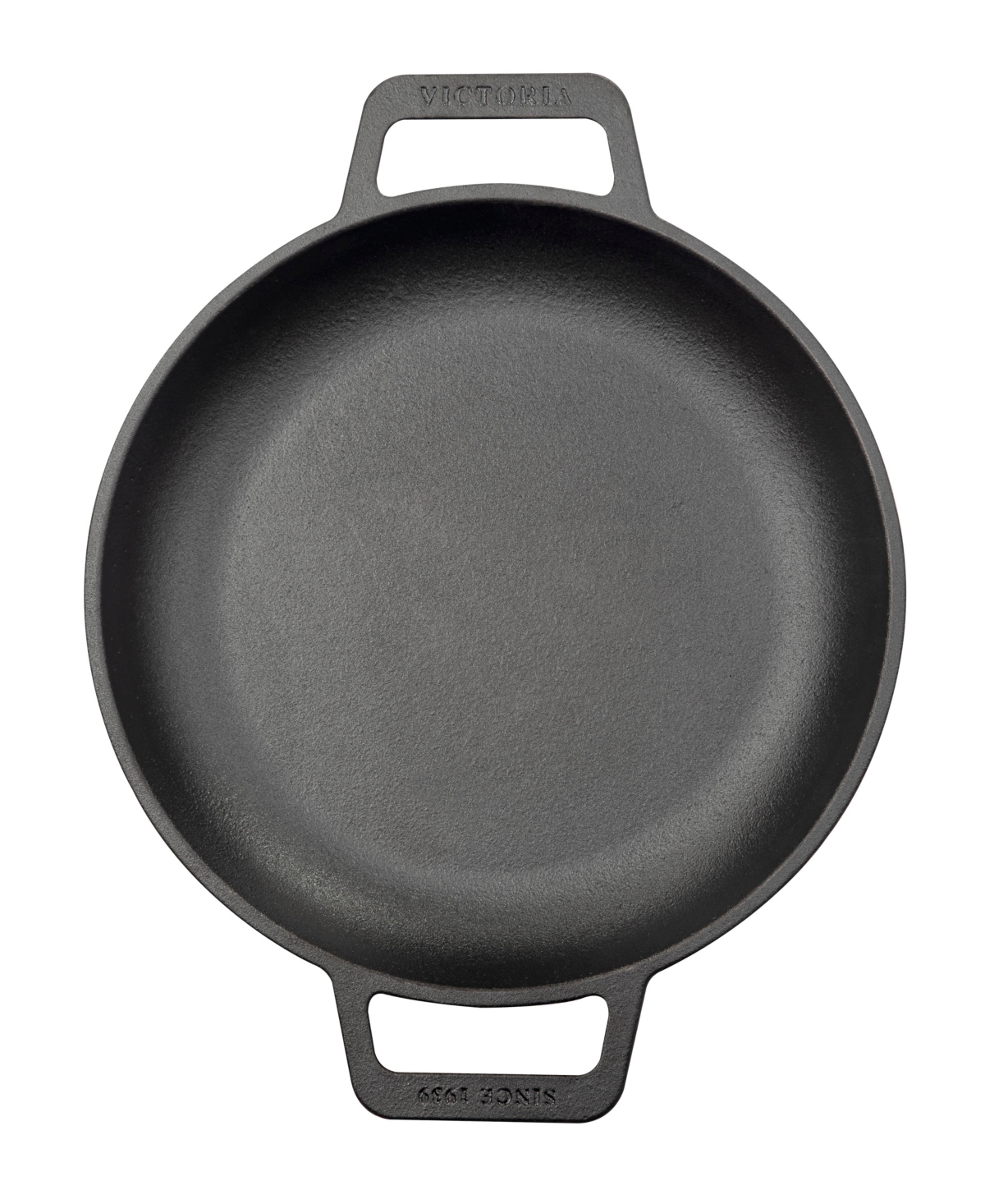Victoria Round Skillet with Double Loop Handles, Seasoned