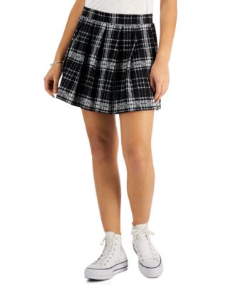 Just Polly Juniors' Plaid Pleated Skater Skirt - Macy's