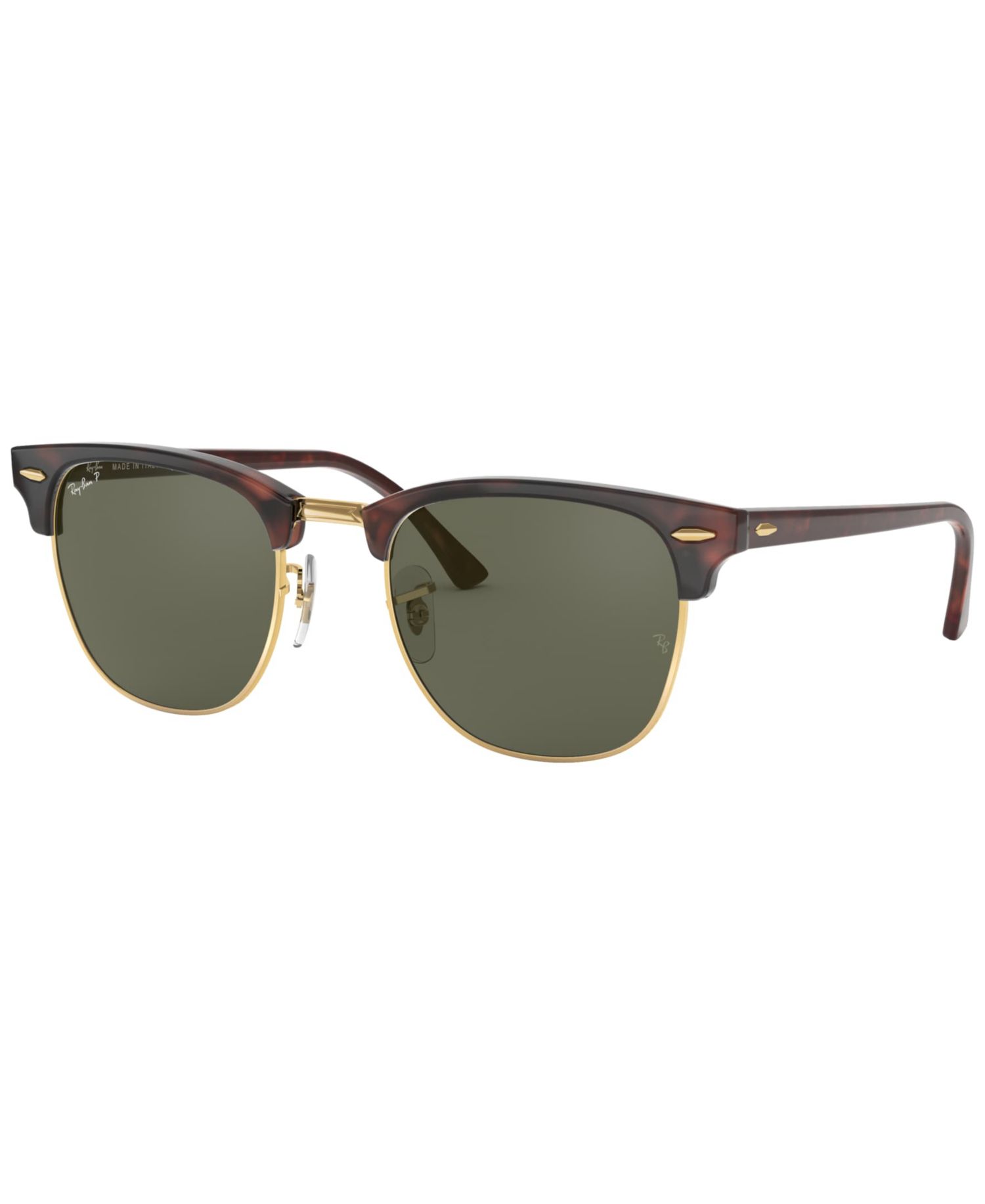 Unisex Polarized Low Bridge Fit Sunglasses, RB3016F CLUBMASTER CLASSIC 55